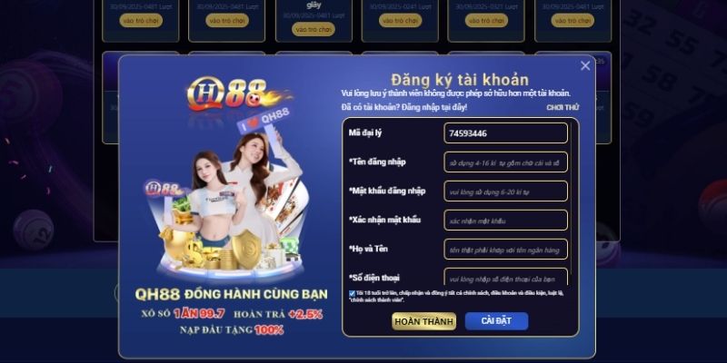 Hướng dẫn đăng ký Qh88 nhà cái trực tuyến trong 1 phút